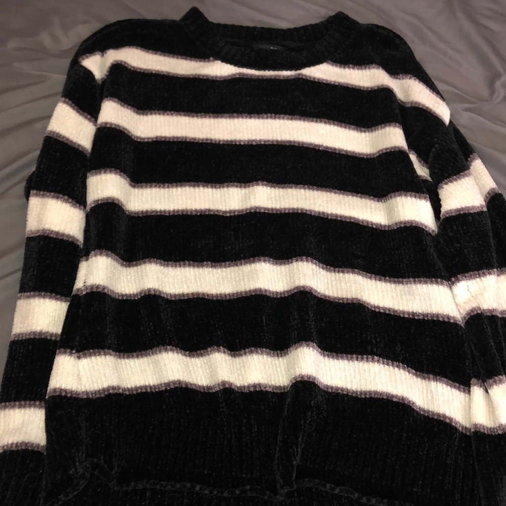 Black, white, and grey sweater